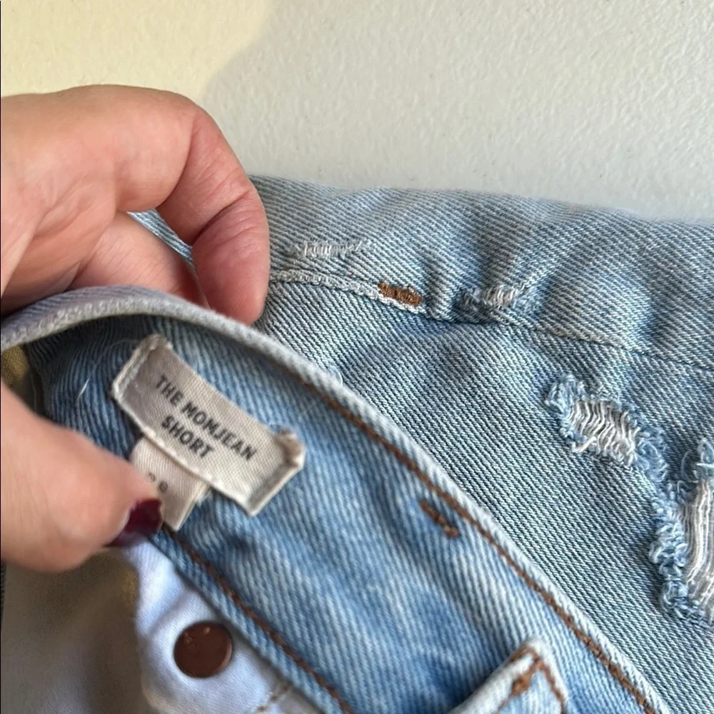 Distressed Light Blue Denim Shorts